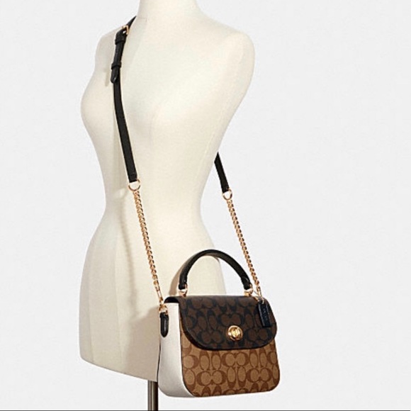 ❤️SOLD❤️Brand New Marlie Top Handle Satchel In Blocked Signature Canvas - Picture 4 of 4